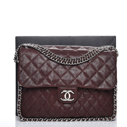 Chanel Crumpled Lambskin Quilted Maxi Chain Around Flap Dark Brown 10 of 10