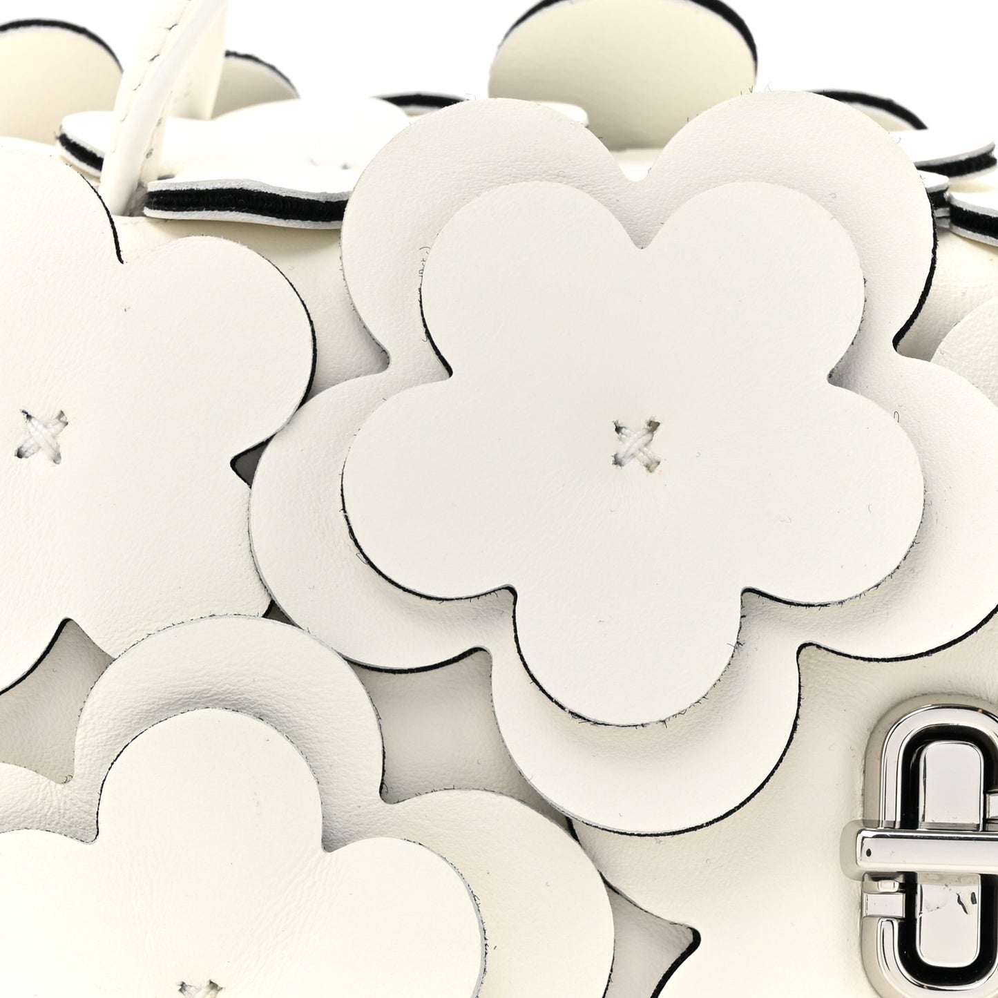 Lambskin Daisy Applique The Mini Dual Bag White
