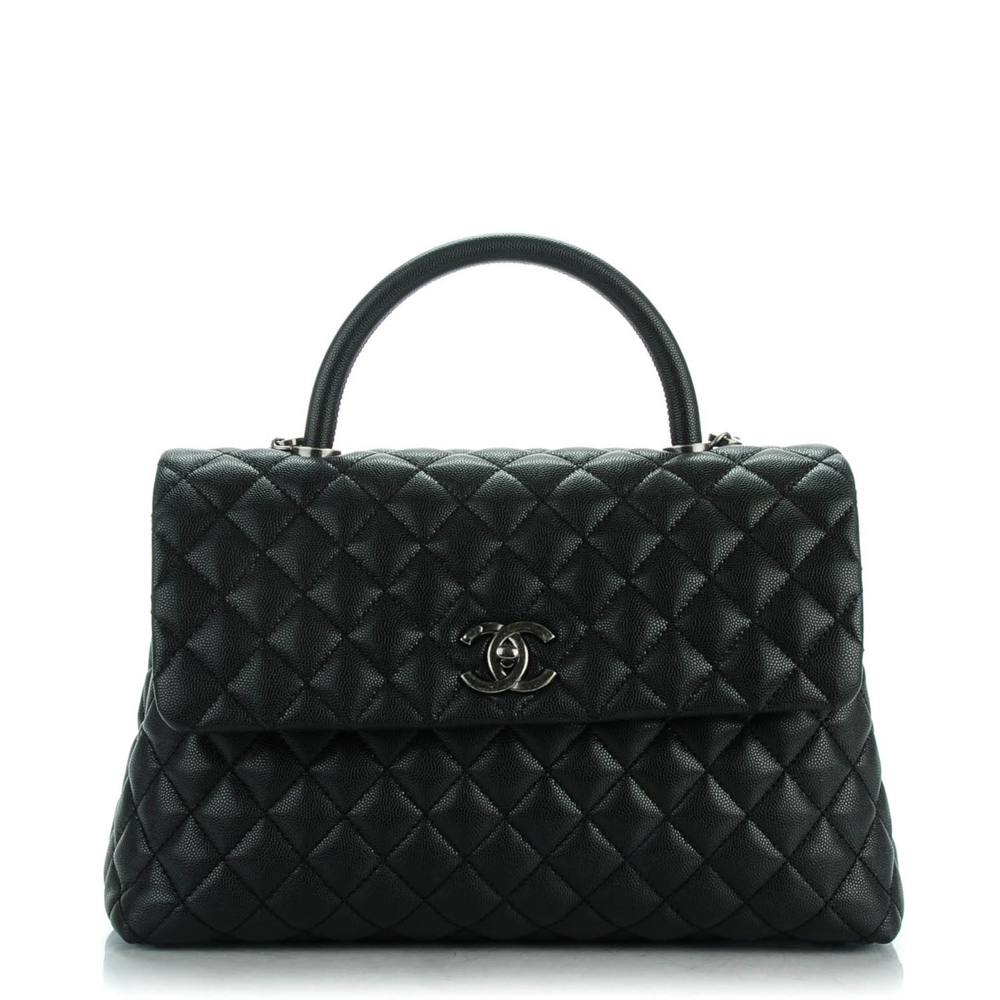 Caviar Quilted Medium Coco Handle Flap Black