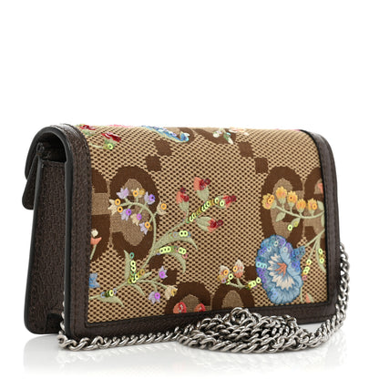 Gucci Monogram Jumbo GG Textured Dollar Calfskin Embroidered Super Mini Dionysus Shoulder Bag Camel Ebony New Acero Multicolor 2 of 7