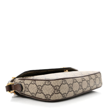Gucci GG Supreme Monogram Textured Dollar Calfskin Web Mini Ophidia Envelope Shoulder Bag Beige Ebony 4 of 12