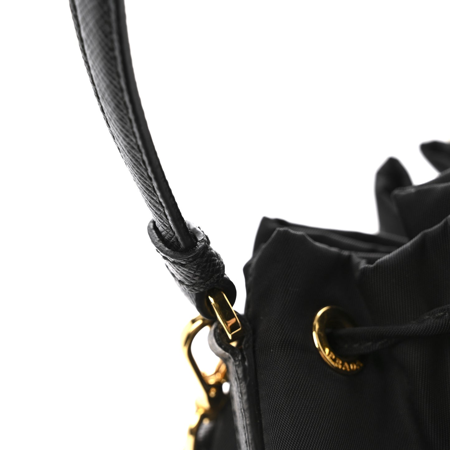 Re-Nylon Saffiano Duet Bucket Crossbody Bag Black
