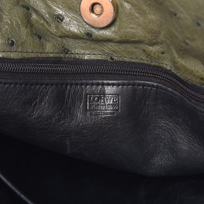 Loewe Ostrich Drawstring Flamenco Shoulder Bag Green 6 of 11