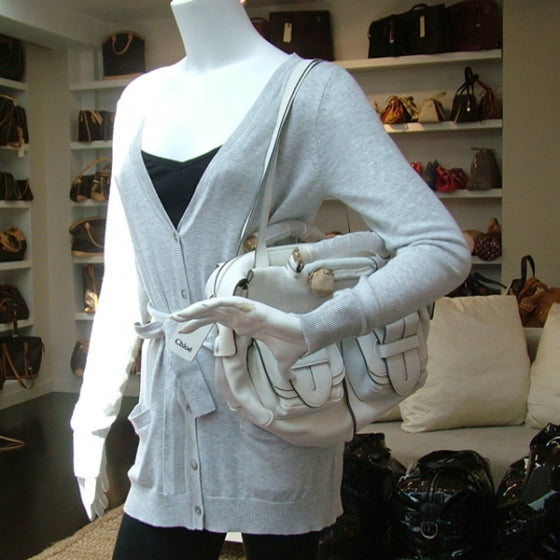 Lambskin Saskia Satchel White