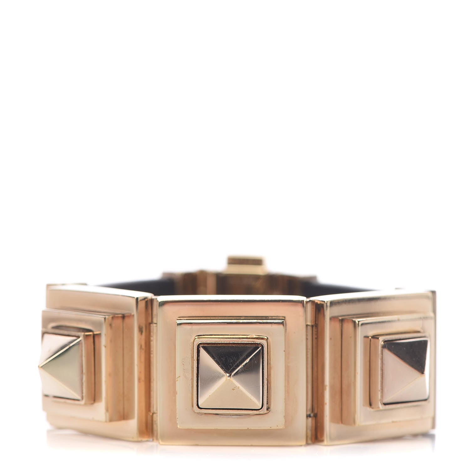 Valentino Garavani Calfskin Rockstud Bracelet Black Gold 1 of 5