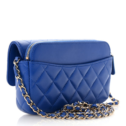 Chanel Lambskin Quilted Flap Phone Holder With Chain Blue 3 of 12