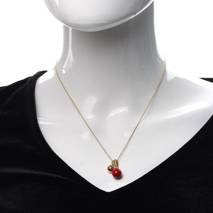 David Yurman 18K Yellow Gold Sterling Silver Ruby Enamel Solari Pendant Necklace Cherry 2 of 5