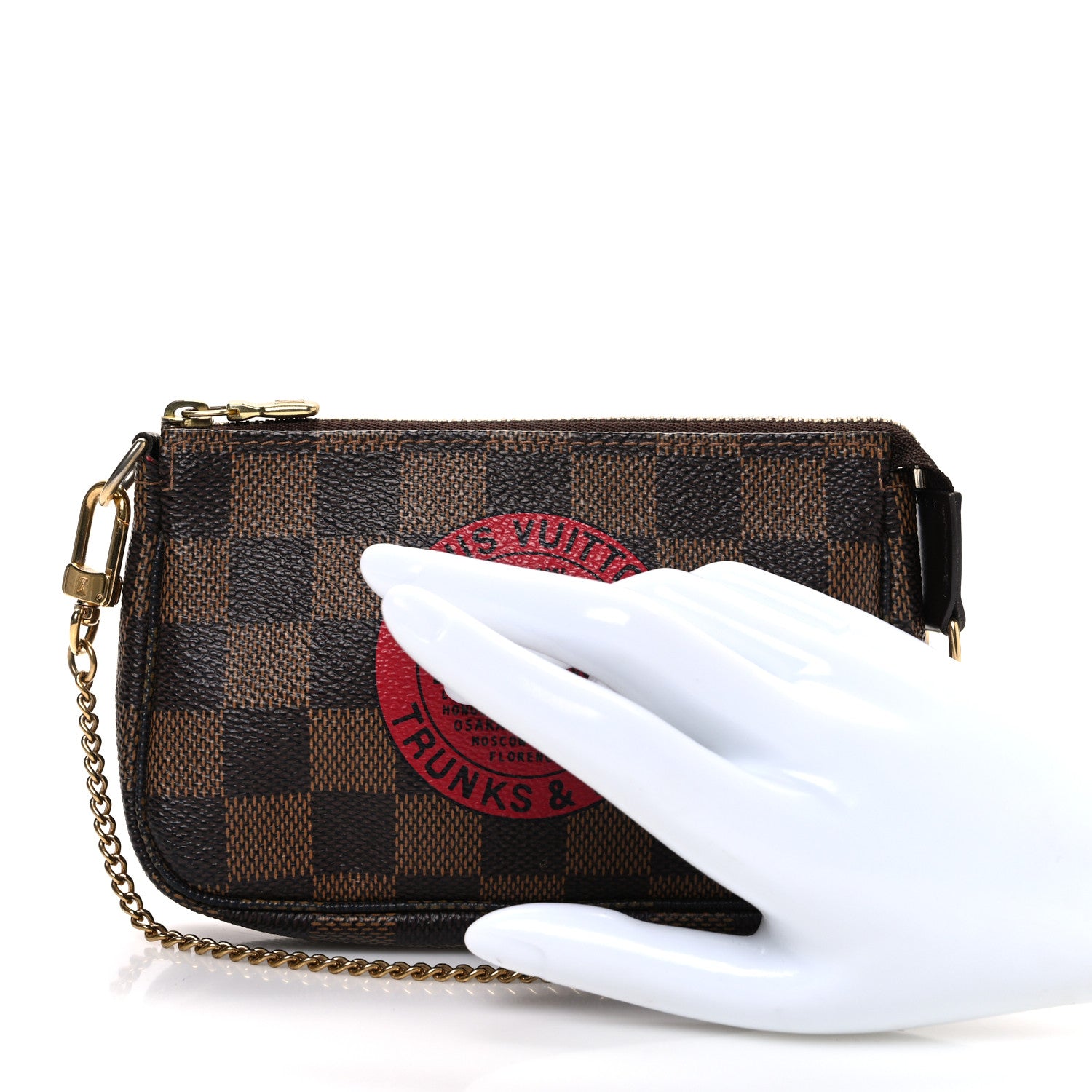 Louis Vuitton Damier Ebene Complice Trunks and Bags Mini Pochette Accessories Red 2 of 7
