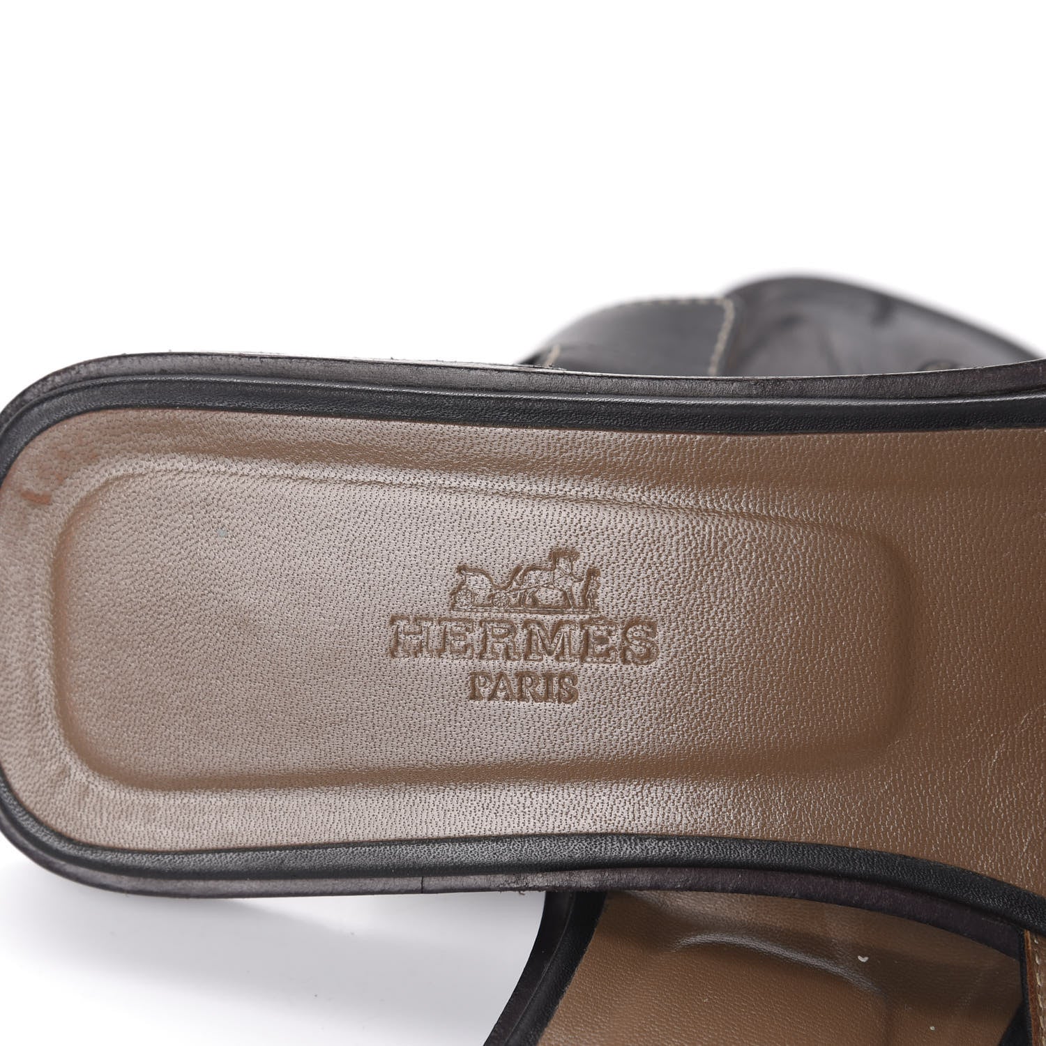 Hermes Box Calfskin Oran Sandals 38 Black 8 of 10