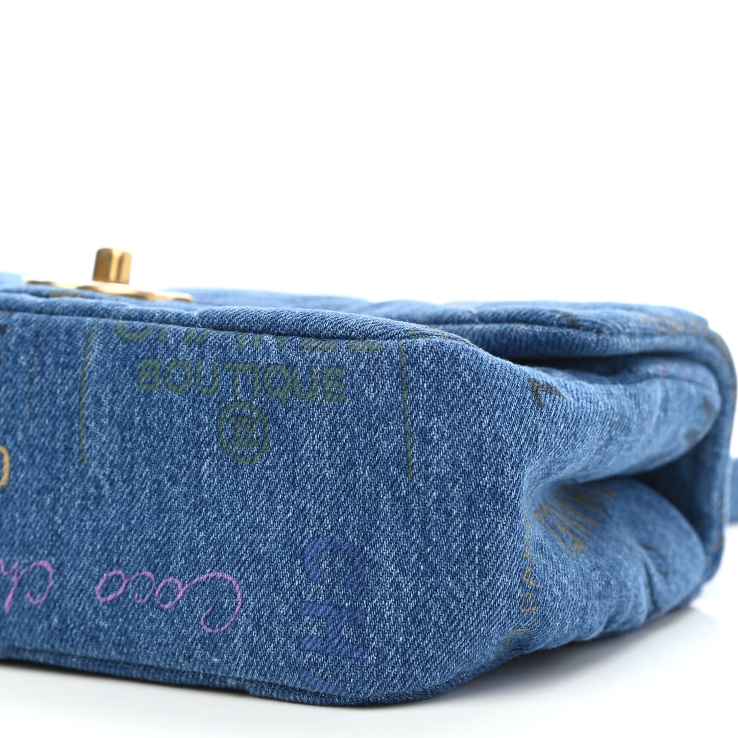 Denim Quilted Mini Denim Mood Rectangular Flap Blue Multicolor