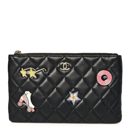 Chanel Lambskin Quilted Hollywood Charms Cosmetic Case Black 1 of 9