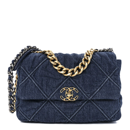 Chanel Denim Quilted Large Chanel 19 Flap Blue 1 of 21