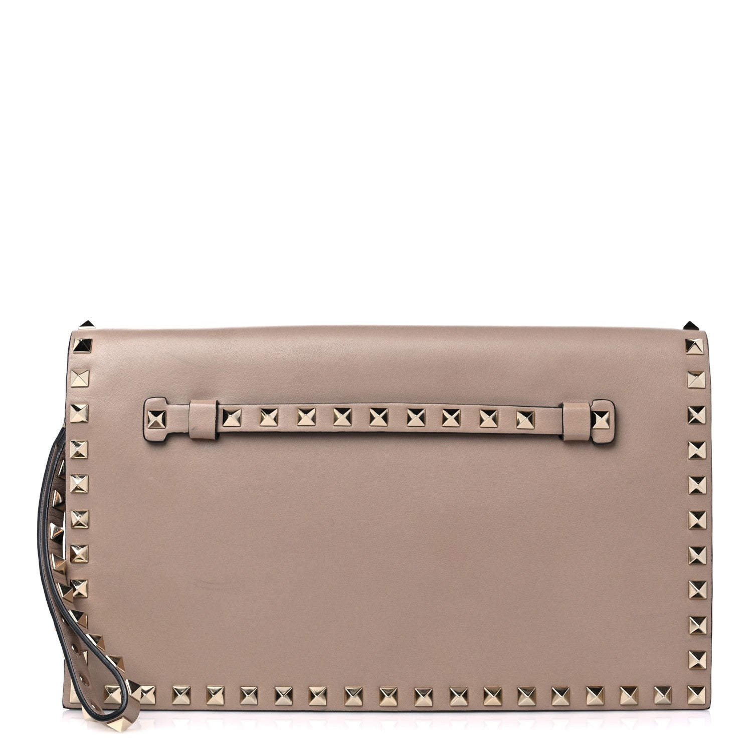 Valentino Garavani Nappa Rockstud Wristlet Clutch Poudre 1 of 15