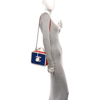 Chanel Caviar Quilted Medium CC Filigree Vanity Case Blue White Red 2 of 10
