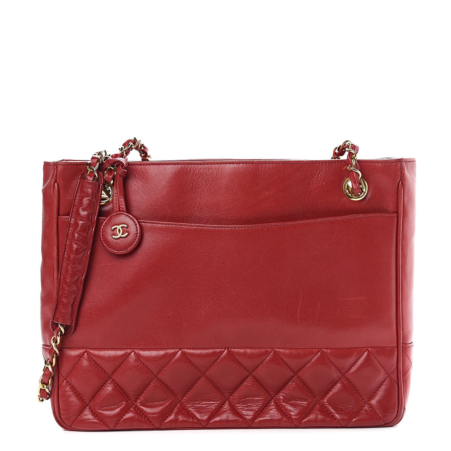 Chanel Lambskin Quilted Tote Red 1 of 13