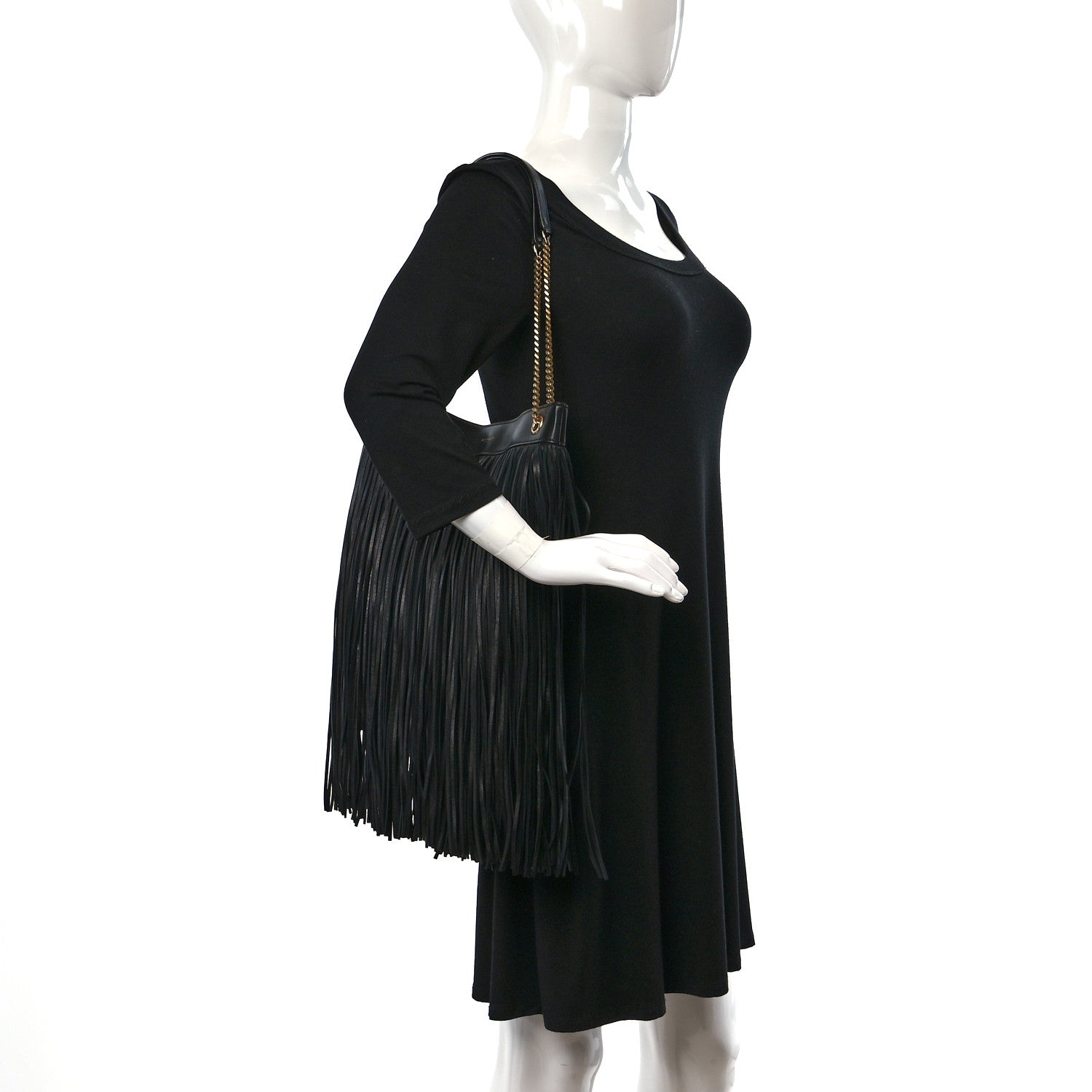 Saint Laurent Suede Calfskin Large Grace Fringed Hobo Bag Rope Black 2 of 11