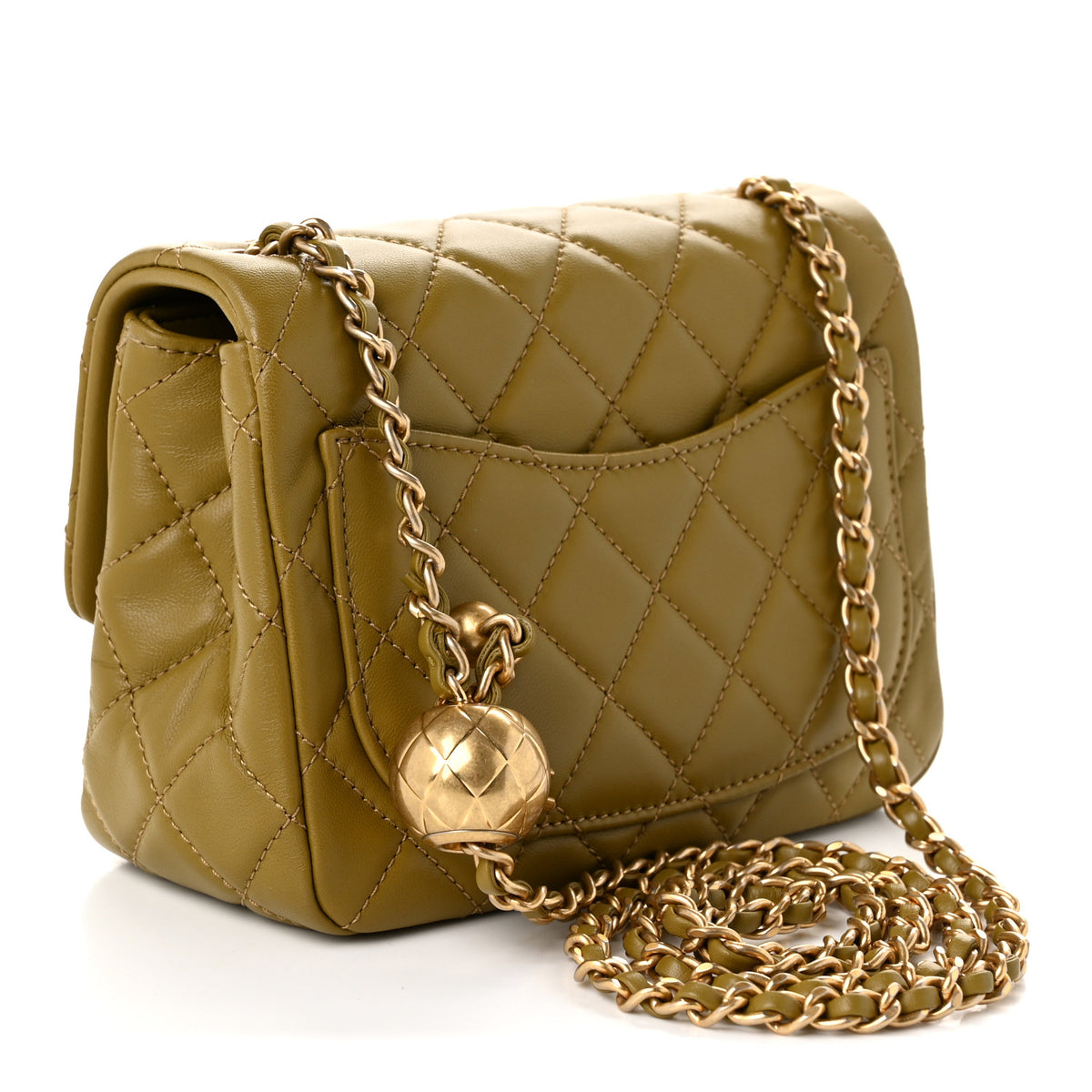 Chanel Lambskin Quilted Mini Pearl Crush Flap Green 3 of 10
