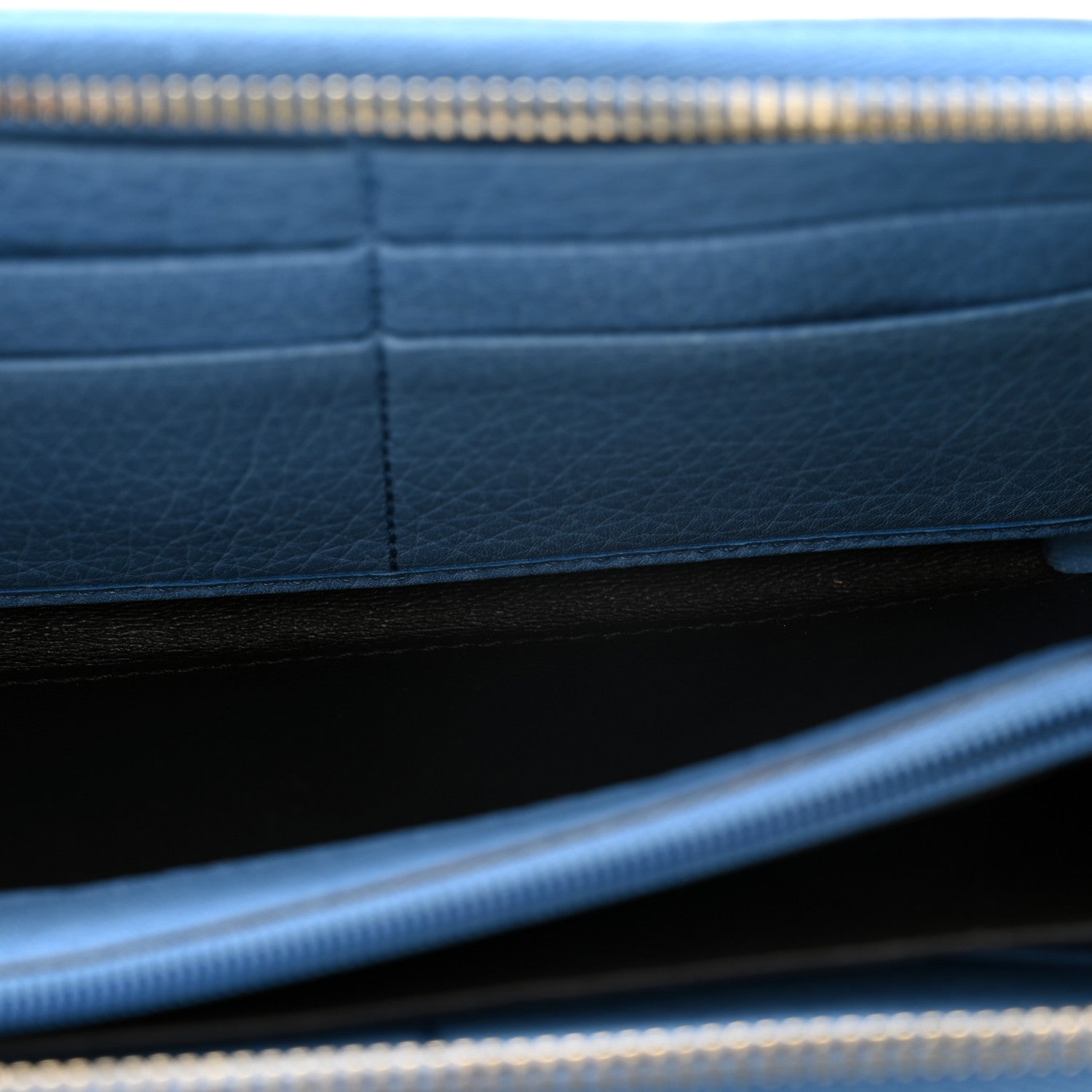 Gucci Pebbled Calfskin Bamboo Tassel Zip Around Wallet Blue 5 of 12