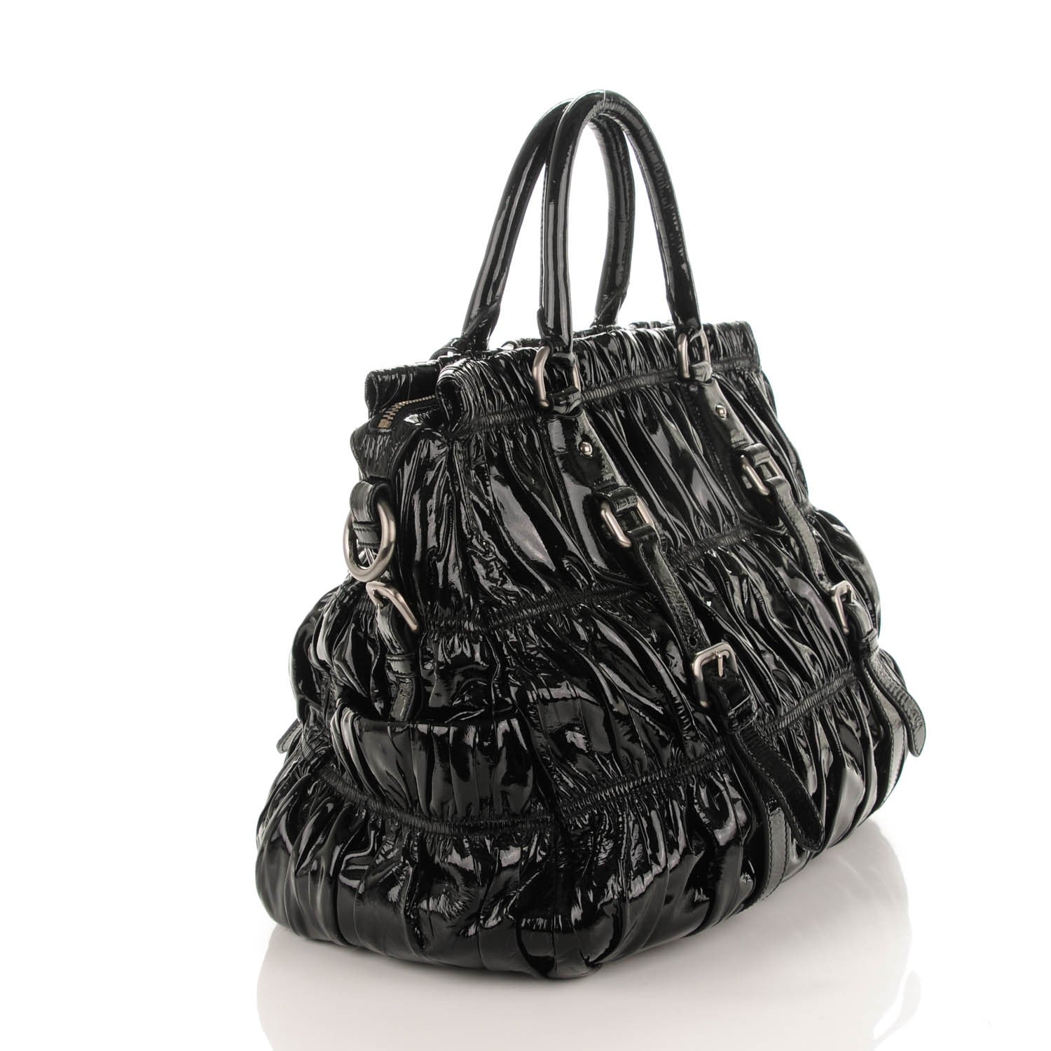 Prada Vernice Gaufre Tote Black 3 of 7