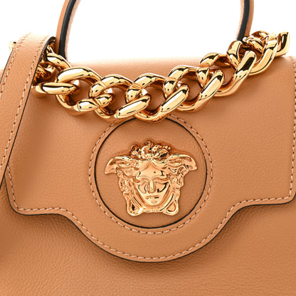 Versace Grained Calfskin Small La Medusa Top Handle Bag Brown 7 of 9