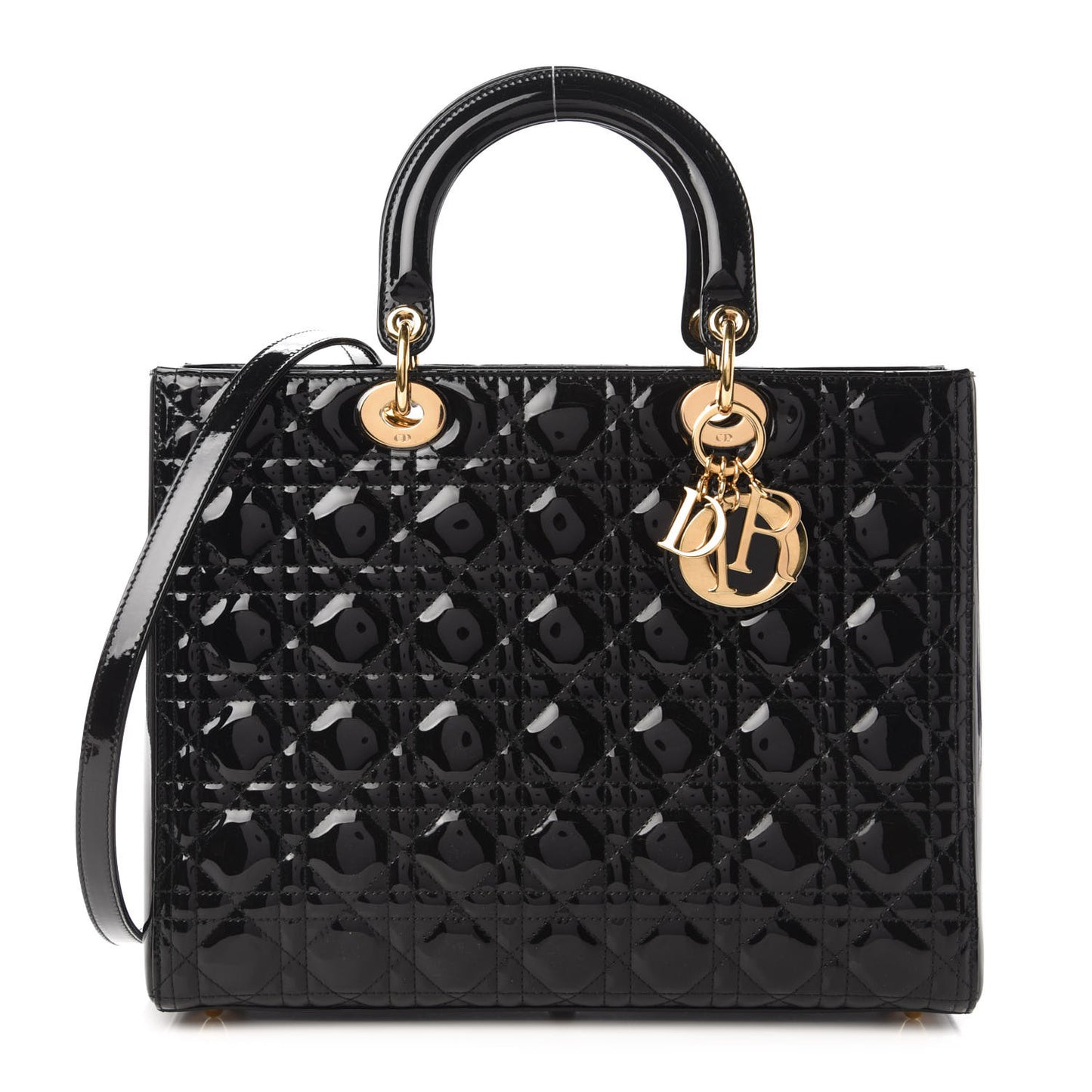 Patent Cannage Large Lady Dior Black