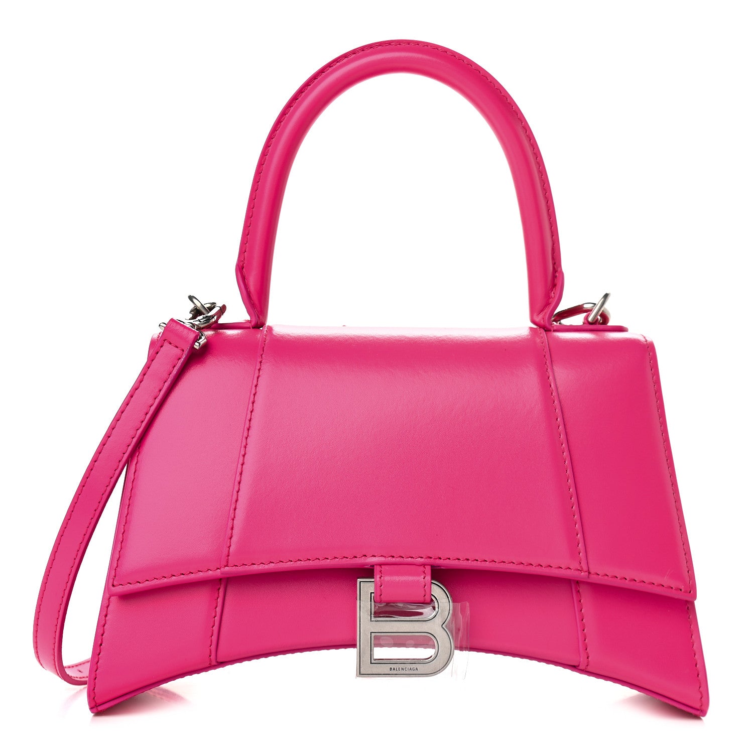 Balenciaga Shiny Box Calfskin Small Hourglass Top Handle Bag Acid Fuchsia 1 of 8