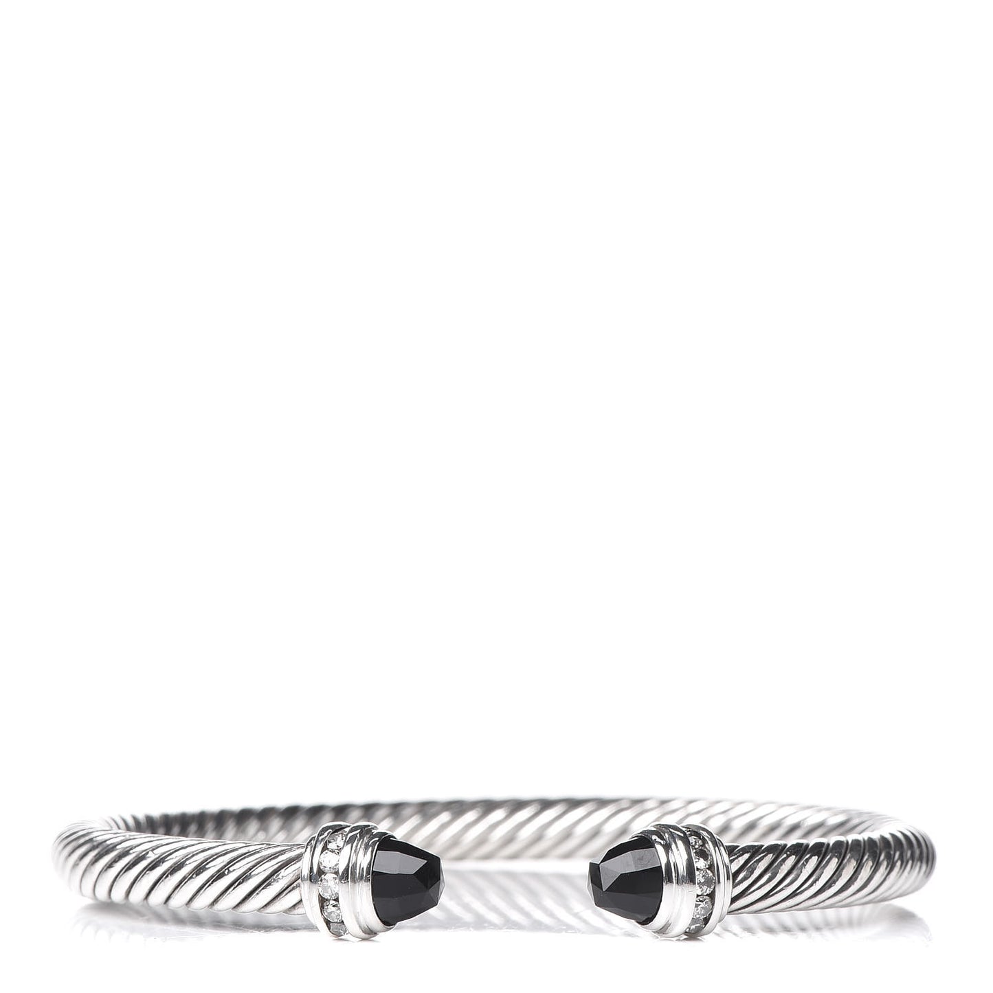 Sterling Silver Diamond Black Onyx 5mm Cable Classics Princess Bracelet
