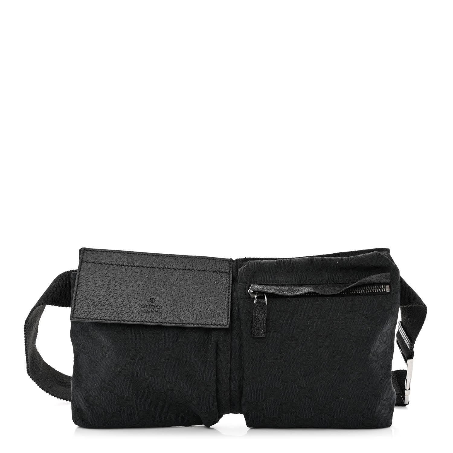 Gucci GG Monogram Double Pocket Belt Bag Black 1 of 13