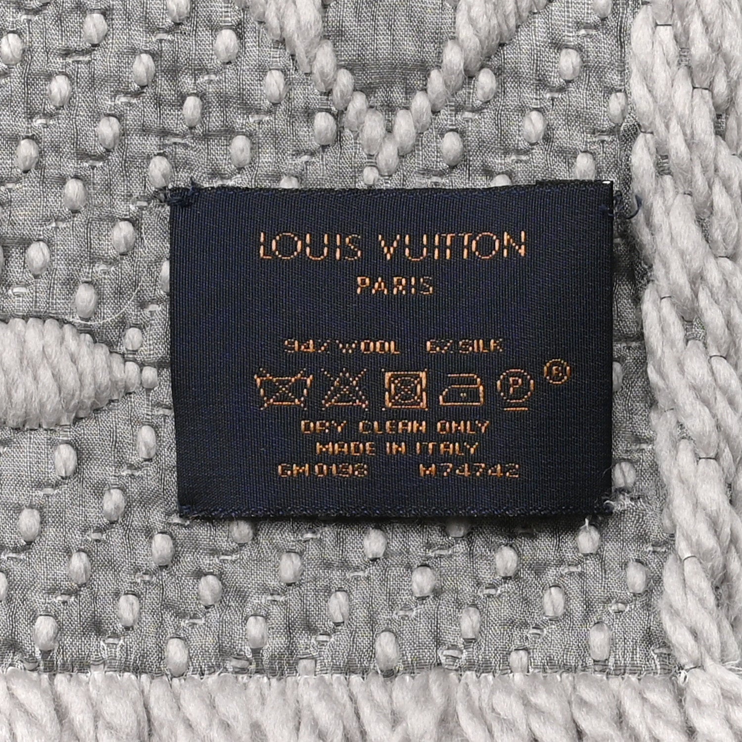 Louis Vuitton Wool Silk Logomania Scarf Pearl Grey 3 of 4