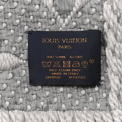 Louis Vuitton Wool Silk Logomania Scarf Pearl Grey 3 of 4