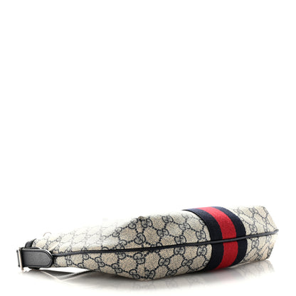 Gucci GG Supreme Monogram Textured Dollar Calfskin Web Small Ophidia Half Moon Hobo Beige Blue 4 of 10