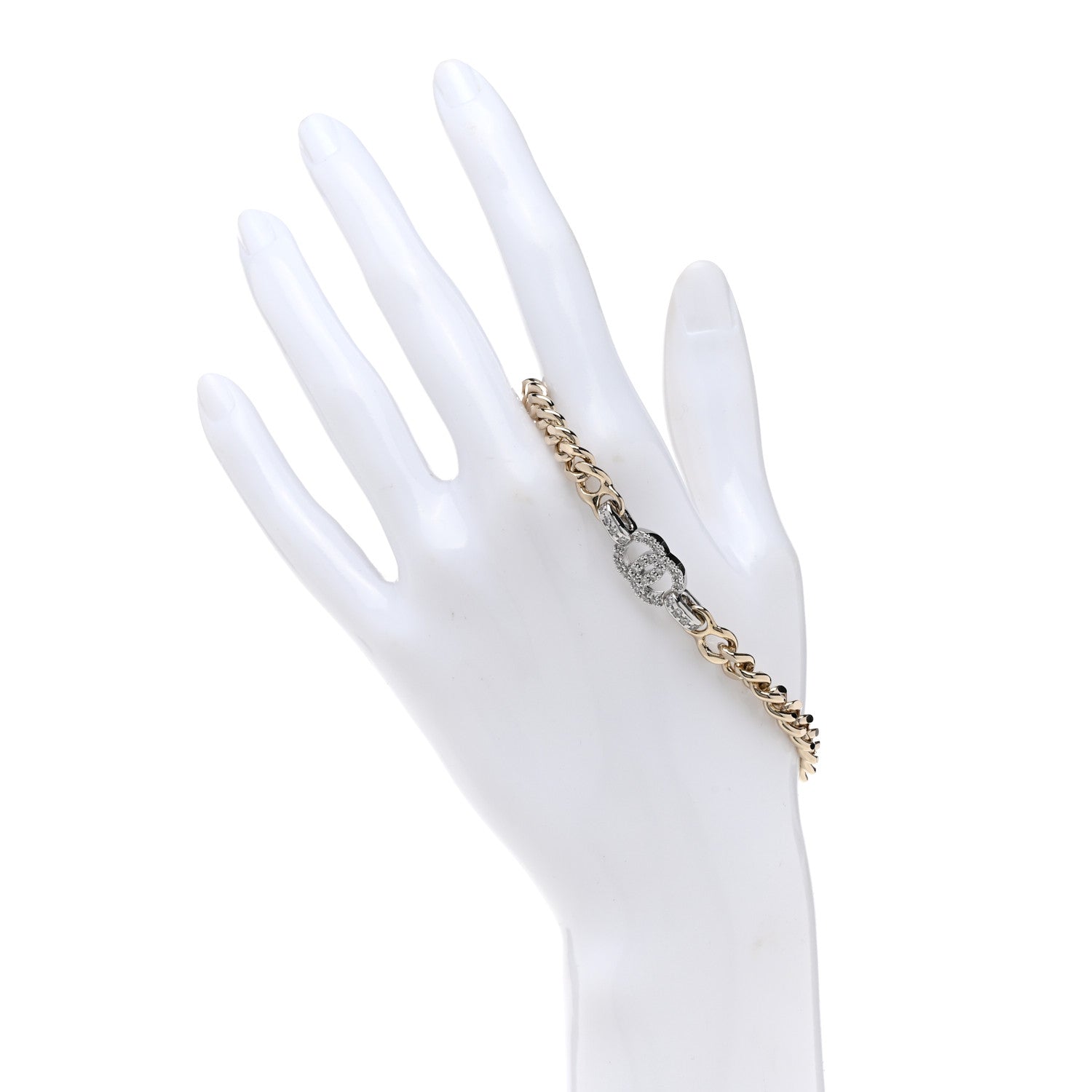 Chanel Crystal Chain CC Link Bracelet Gold Silver 2 of 5