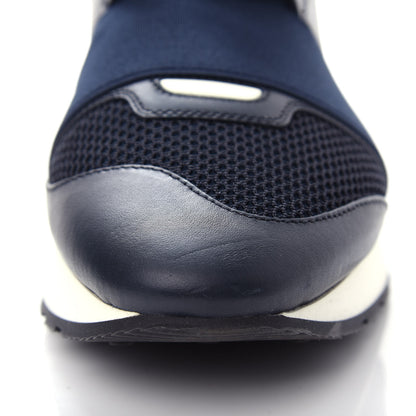 Balenciaga Mesh Calfskin Neoprene Suede Womens Race Runner Sneakers 40 Bleu Nuit 10 of 11