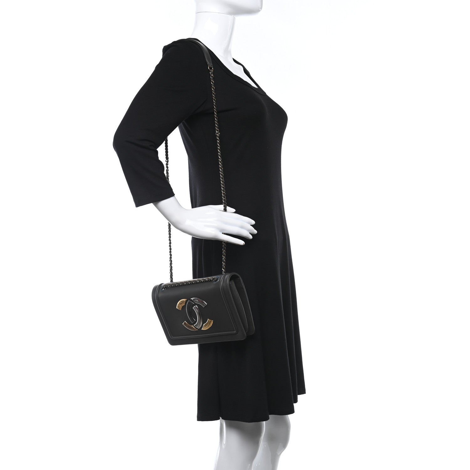 Chanel Lambskin CC Antico Flap Dark Khaki 2 of 11