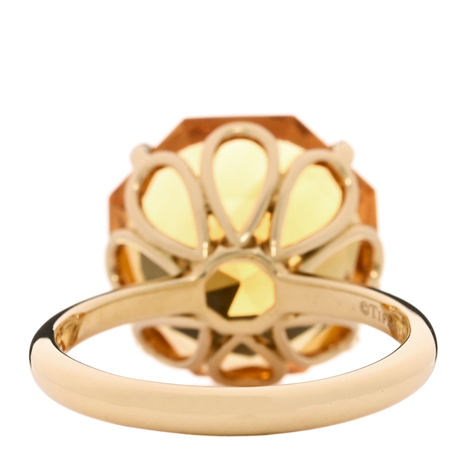 Tiffany 18K Yellow Gold Citrine Octagonal Sparklers Cocktail Ring 50 5.5 4 of 5