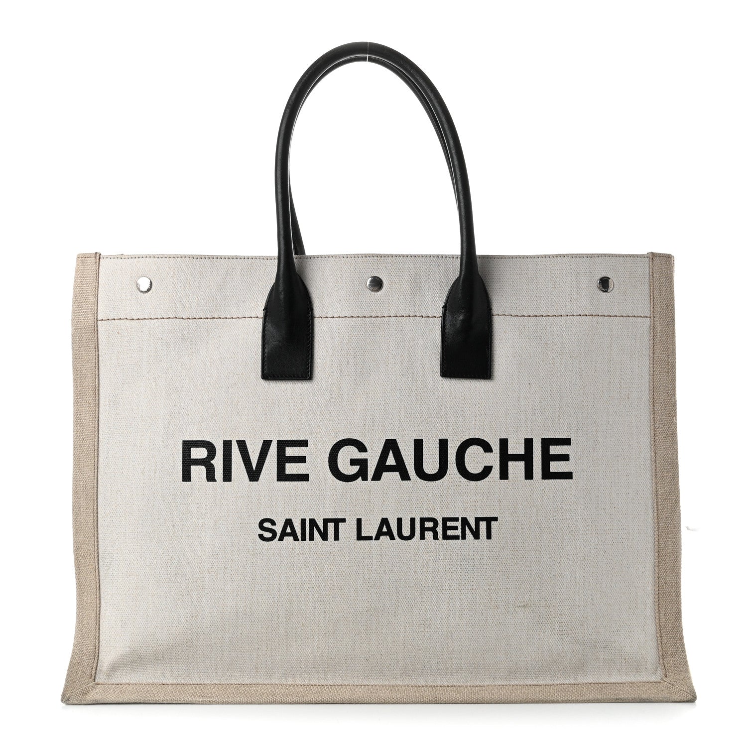 Saint Laurent Linen Calfskin Rive Gauche Tote Optic White 1 of 10