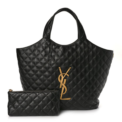 Saint Laurent Lambskin Quilted Maxi Icare Shopping Tote Black 1 of 9