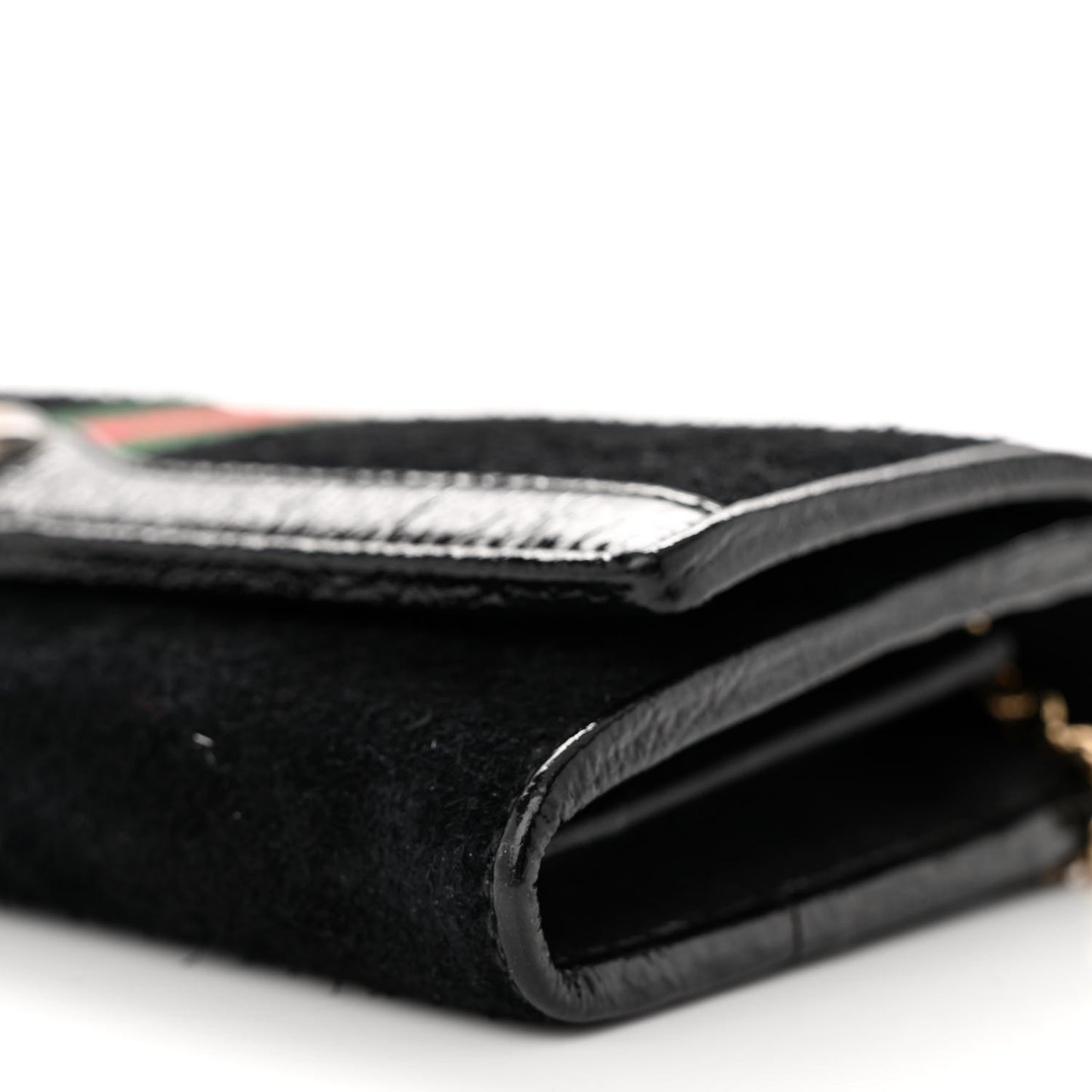 Suede Patent Web Ophidia Wallet On Chain Black