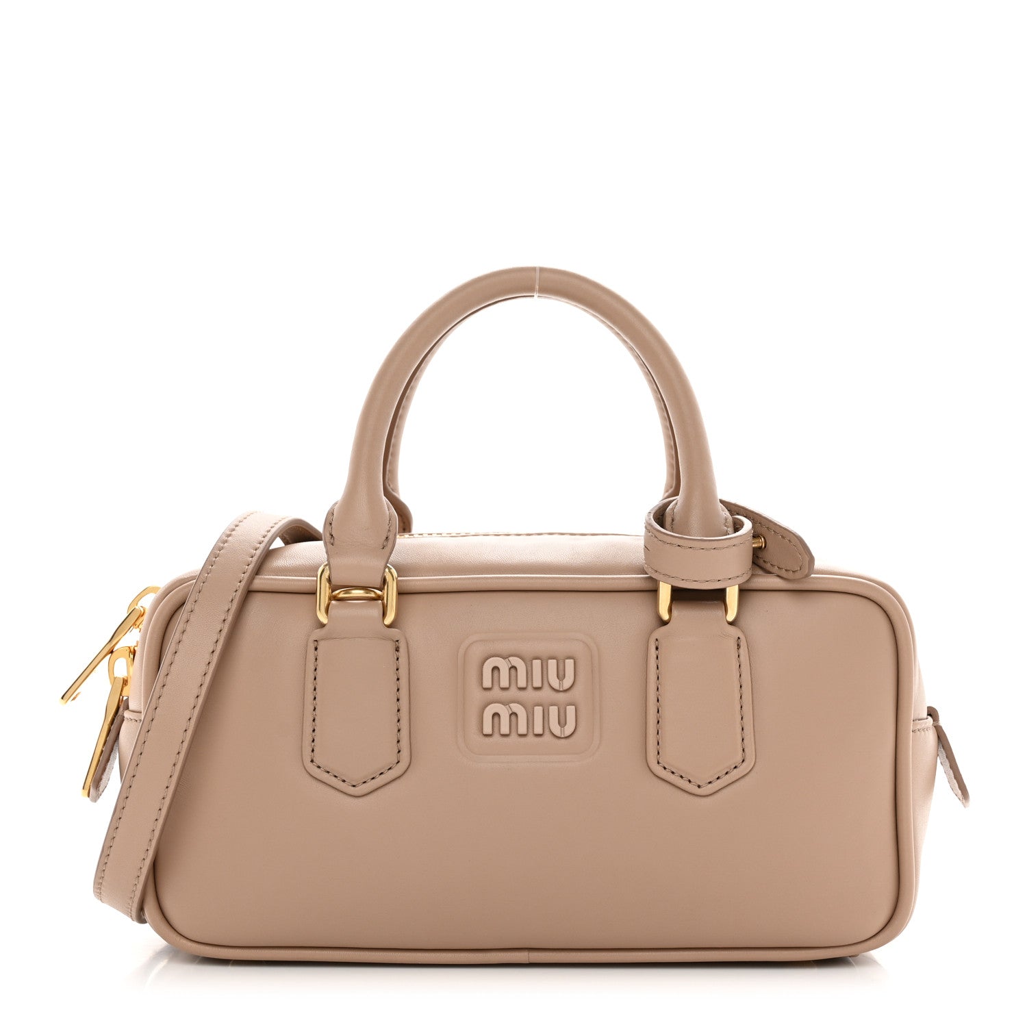 ミィ Miu Miu Calfskin Regular Arcadie Top Handle Bag Cameo 1612708