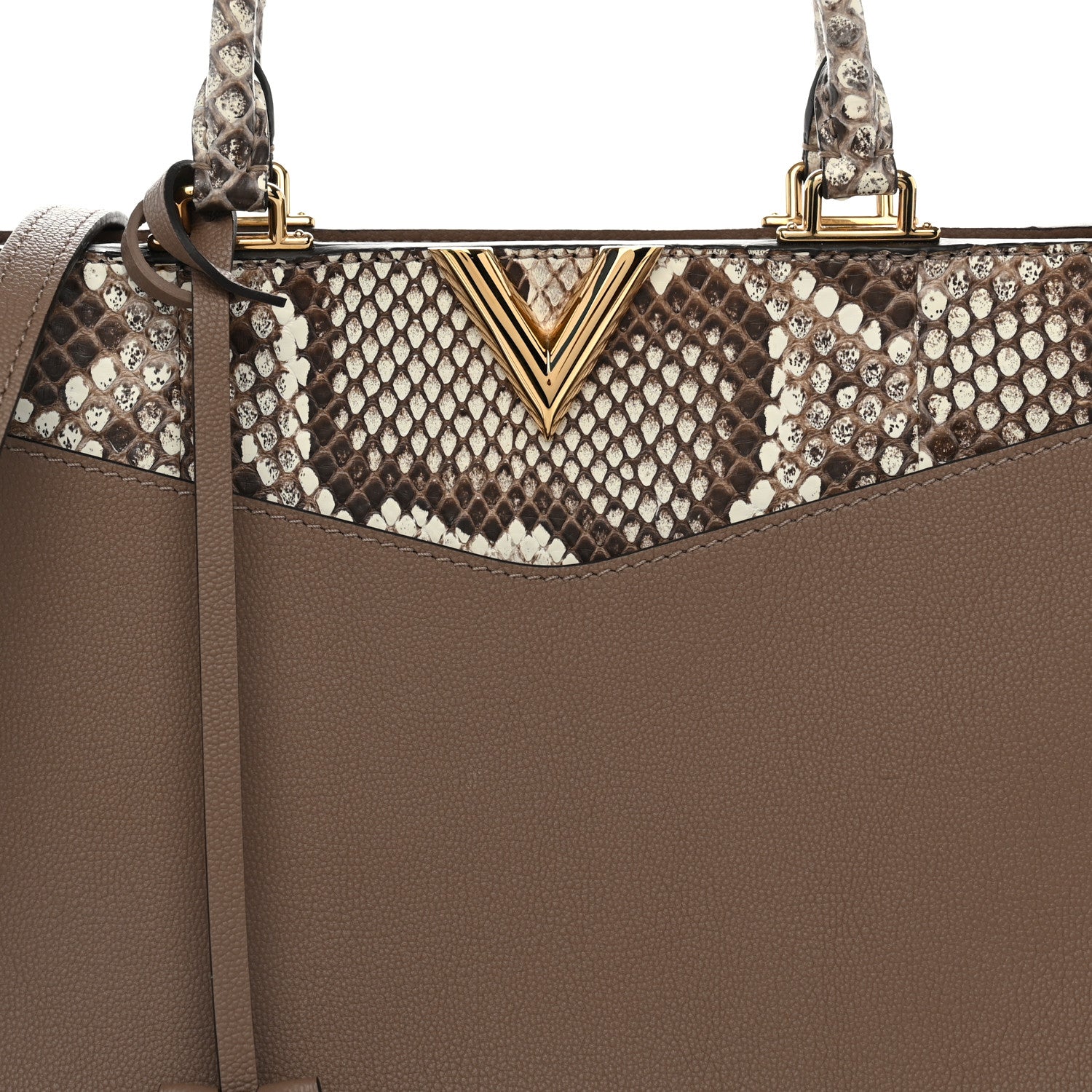 Louis Vuitton Calfskin Snakeskin Very Zipped Tote Taupe 7 of 9