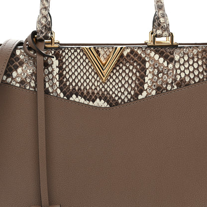 Louis Vuitton Calfskin Snakeskin Very Zipped Tote Taupe 7 of 9
