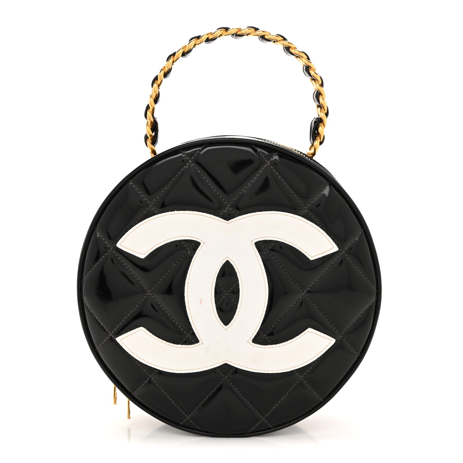 Chanel Patent CC Round Vanity Case Black 1 of 13