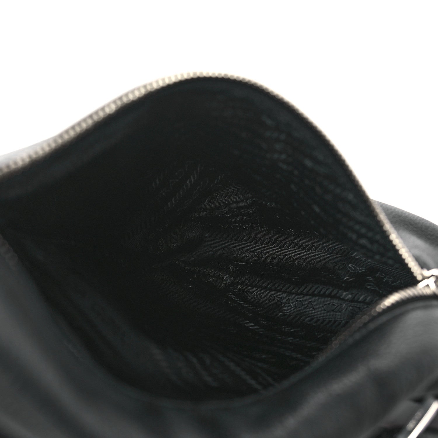 Prada Vitello Daino Logo Embossed Cross Sling Backpack Black 5 of 9