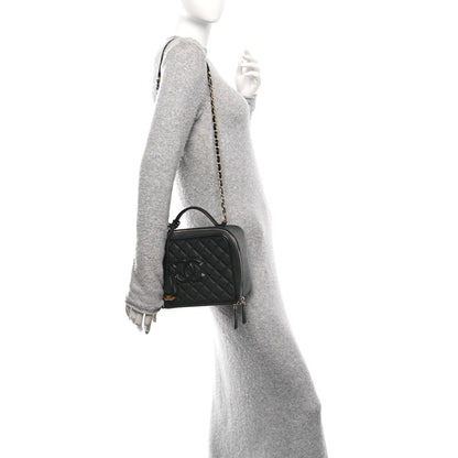 Chanel Caviar Quilted Large CC Filigree Vanity Case Black 2 of 11
