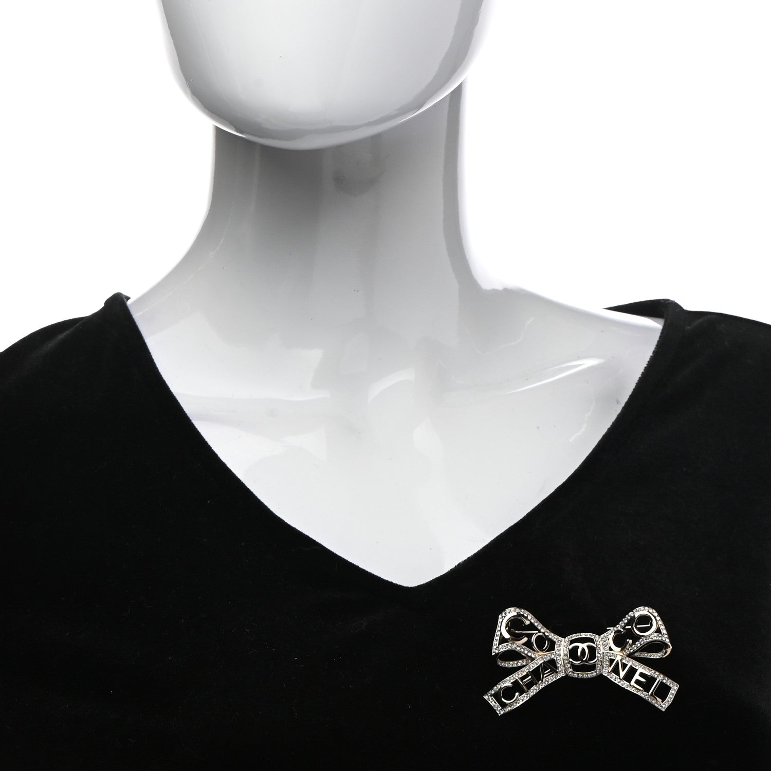 Chanel Metal Crystal Bow-tiful CC Brooch Gold 2 of 6