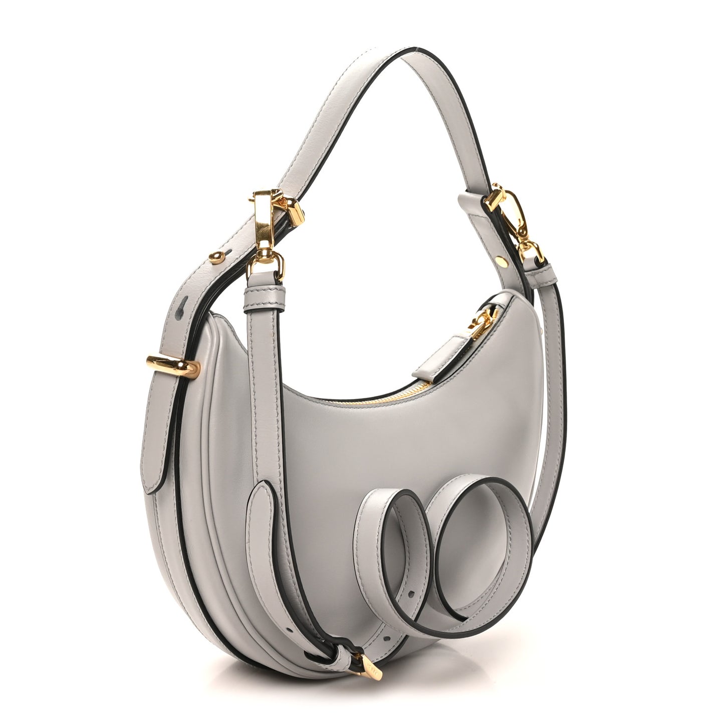 Soft Calfskin Arque Shoulder Bag Granito