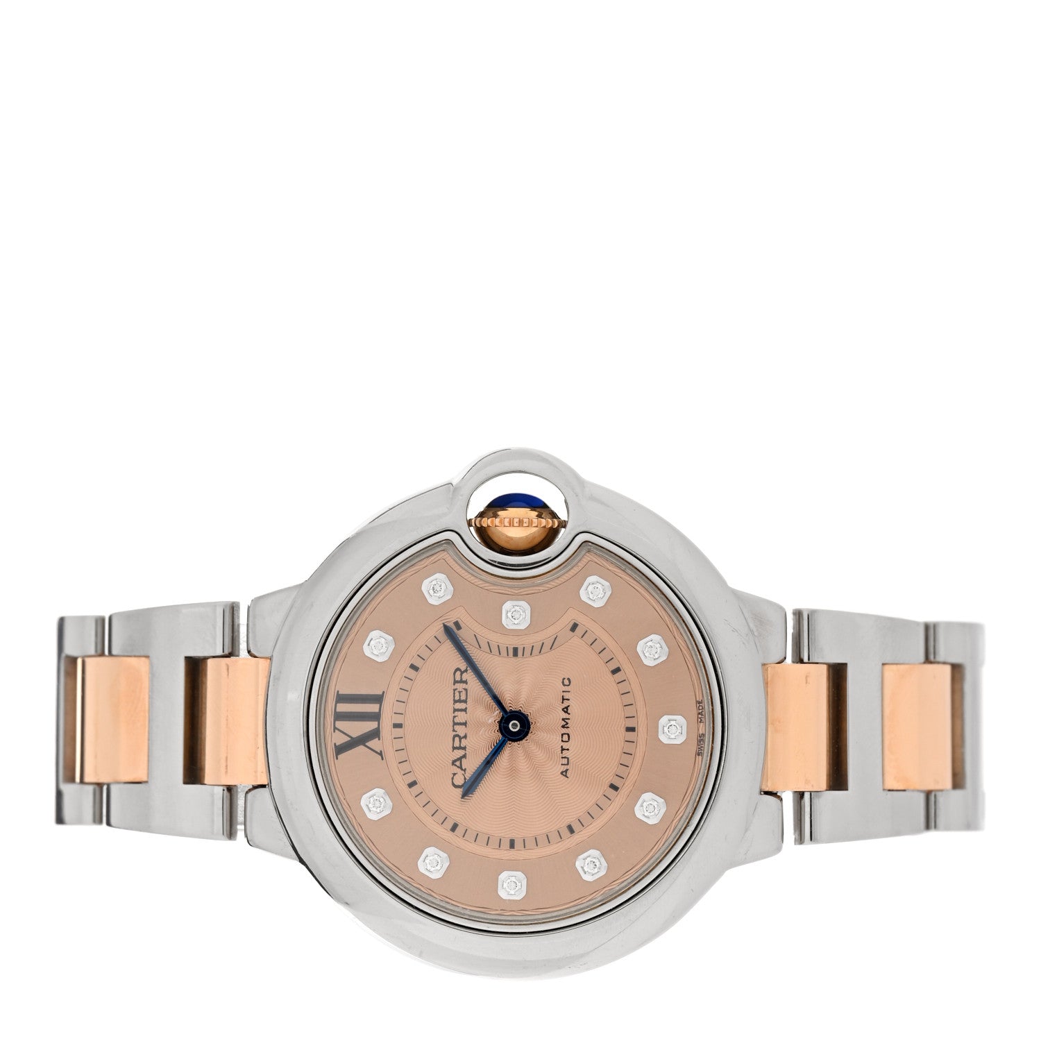 Cartier Stainless Steel 18K Pink Gold Diamond 33mm Ballon Bleu De Cartier Automatic Watch Champagne 2 of 4
