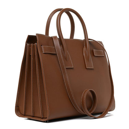 Saint Laurent Grained Calfskin Topstitch Small Sac De Jour Cognac 3 of 13