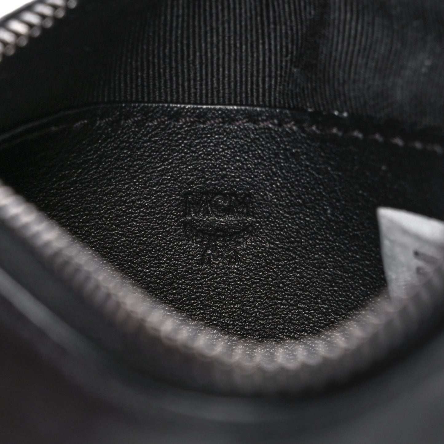 Nappa Logo Embossed Mini Zip Pouch Black