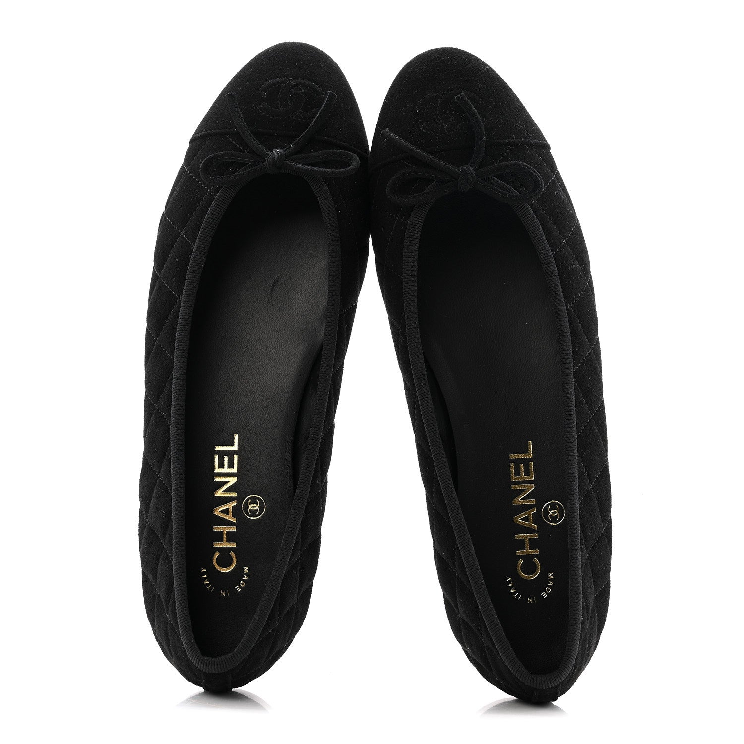 Chanel Suede Quilted Cap Toe CC Ballerina Flats 39.5 Black 2 of 11